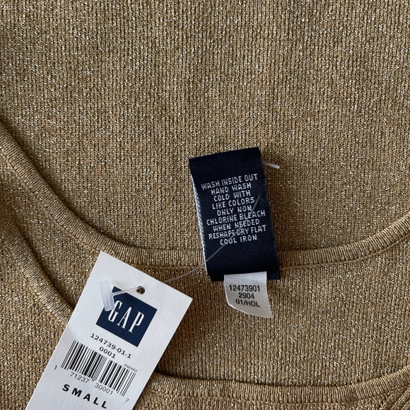 Y2K Vintage GAP Gold Shimmer Knit Sweater Top Size Small women's - Picture 6 of 15